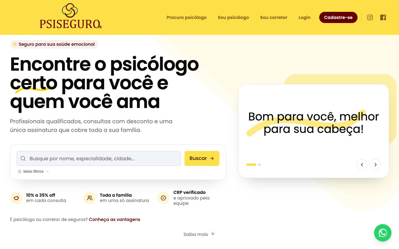 Página inicial do Psiseguro